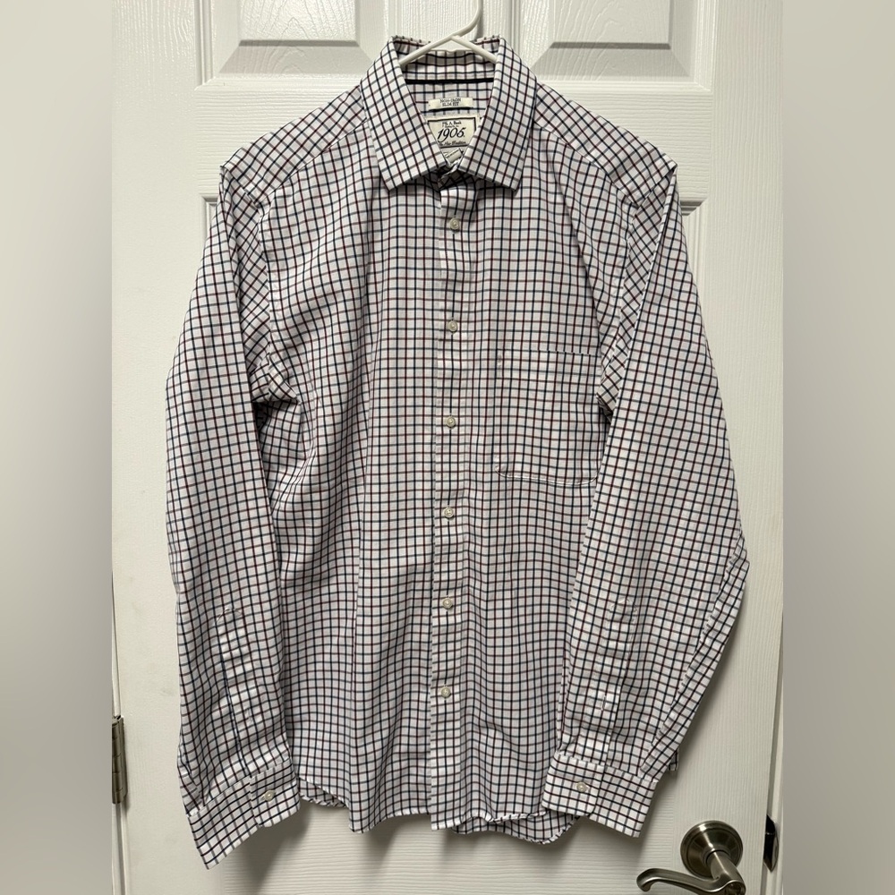 Jos. A. Bank Red and Blue Checkered Casual Shirt (Slim Fit)
